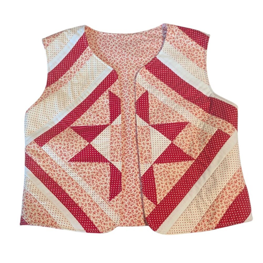 Quilted Handmade Vest Boho Cottagecore Dopamine Dressing Holiday‎ Ugly Christmas